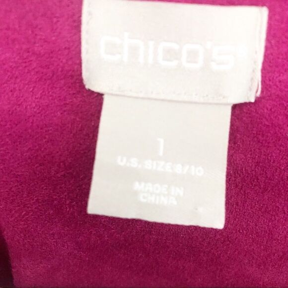Chico's Faux Suede Jacket Magenta Pink Open Front Size 1 - Picture 6 of 8